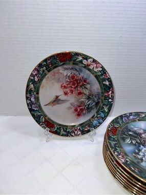 🌺🌺🌺Lena Liu’s Complete Vintage 8 Piece Hummingbird Plate Collection